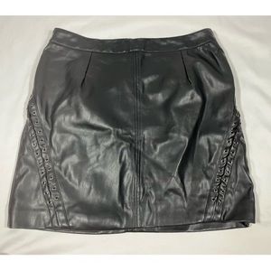 Faux Leather Shinestar Wom L Mini Skirt: Soft Viscose-Backed